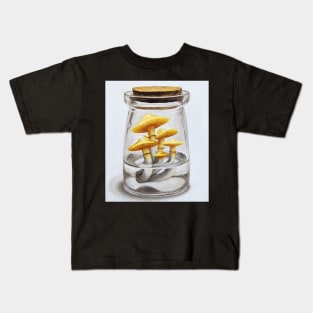 Gold magic mushrooms in a potion bottle - Psychedelic Kids T-Shirt